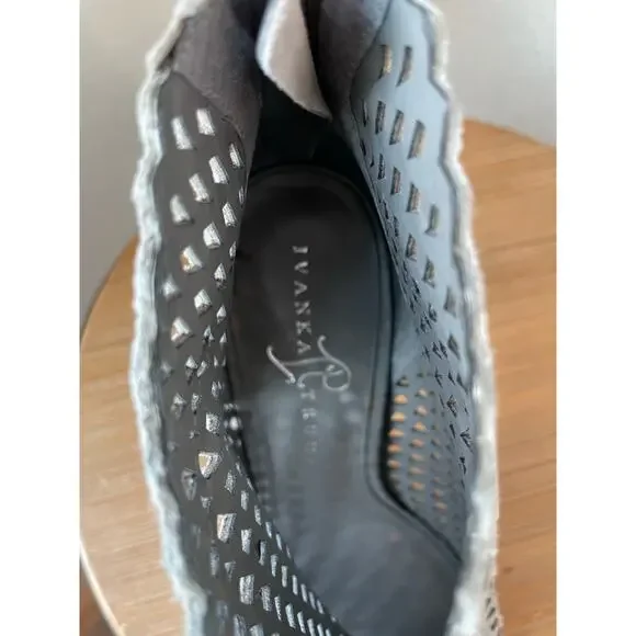 Ivanka IT "Didia" caged suede gray taupe heeled open toe booties 7.5 - Picture 3 of 7